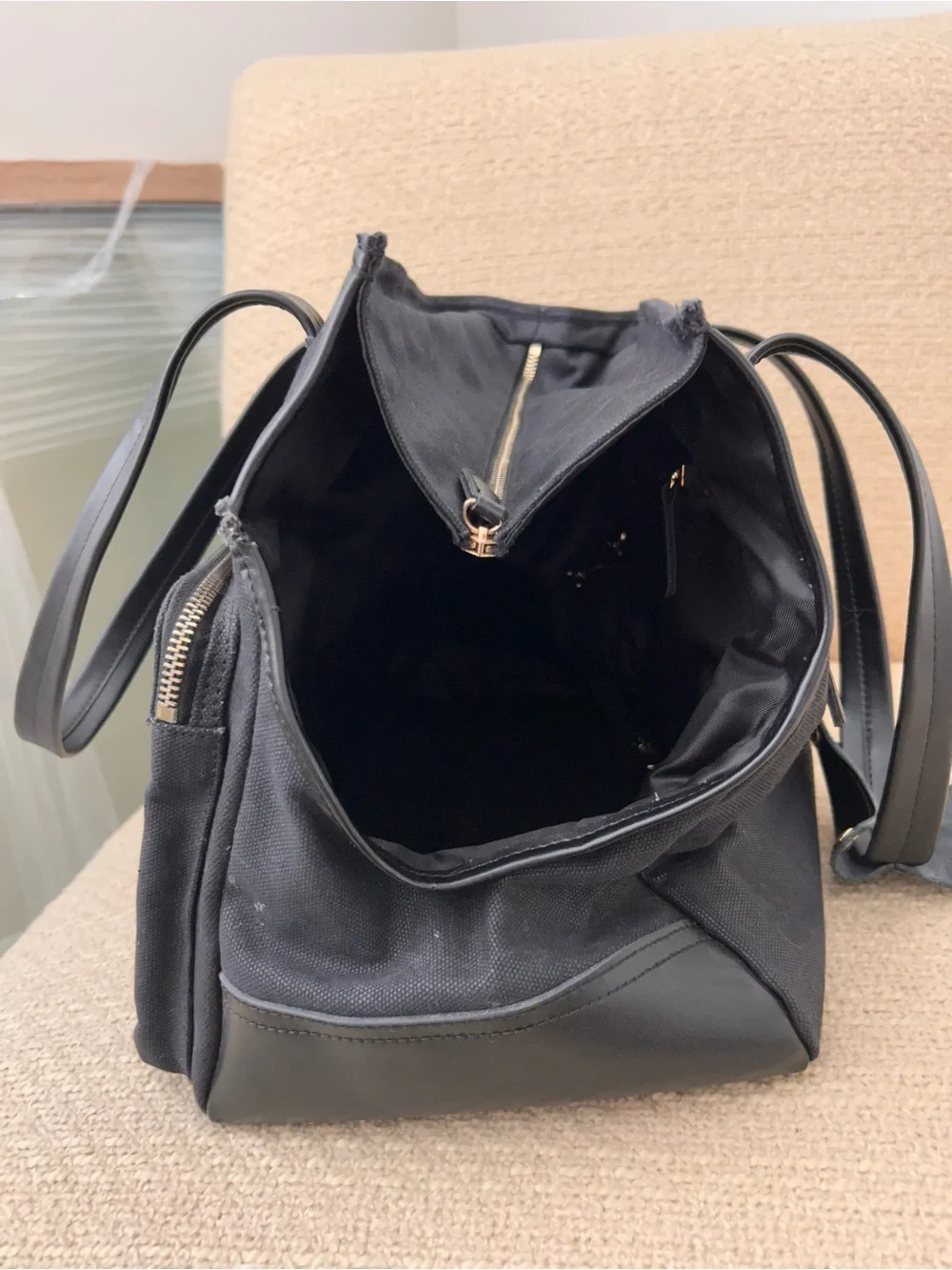 Django Black Canvas Pet Carrier Tote with Dual Front Pockets